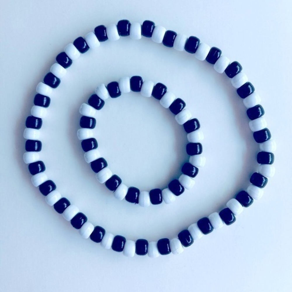Black & White Rave Kandi Choker Necklace & Bracelet
